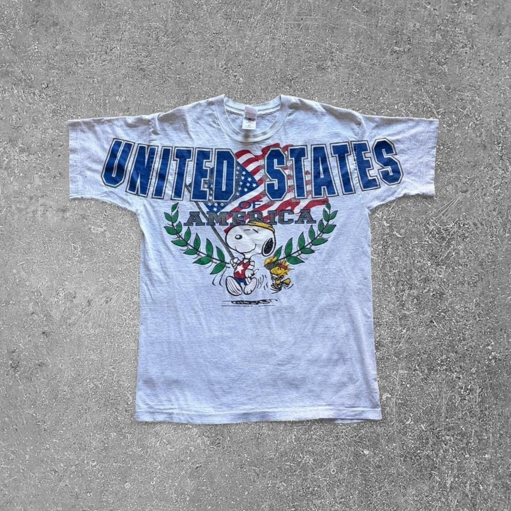 vintage snoopy and woodstock united states of america t shirt size extra large